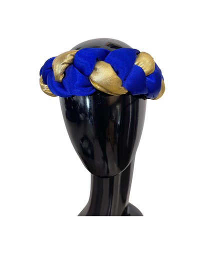 Blue Satin & Gold Leather Crown